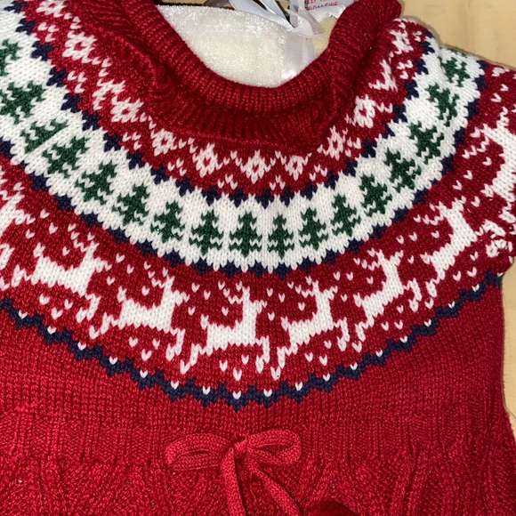 NEW TAHARI BABY FAIR ISLE KNIT SWEATER ROMPER SET• BONNET•TIGHTS•S/3-6M - Picture 10 of 12